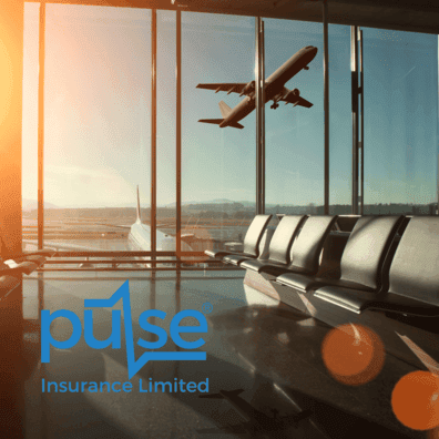 Pulse Insurance - Airport terminal with plane taking off